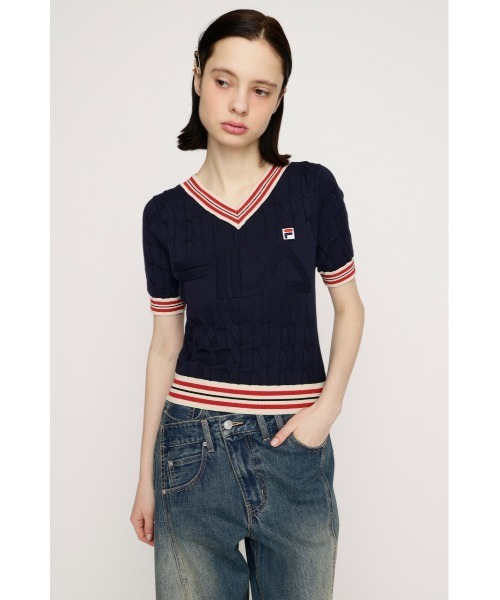 SLY(スライ)の「FILA x SLY CABLE KNIT TOPS フィラスライケーブルニットトップス 春服 夏服(ニット/セーター・レディース・ブラック/ネイビー/アイボリー・FREE)」の15枚目の写真