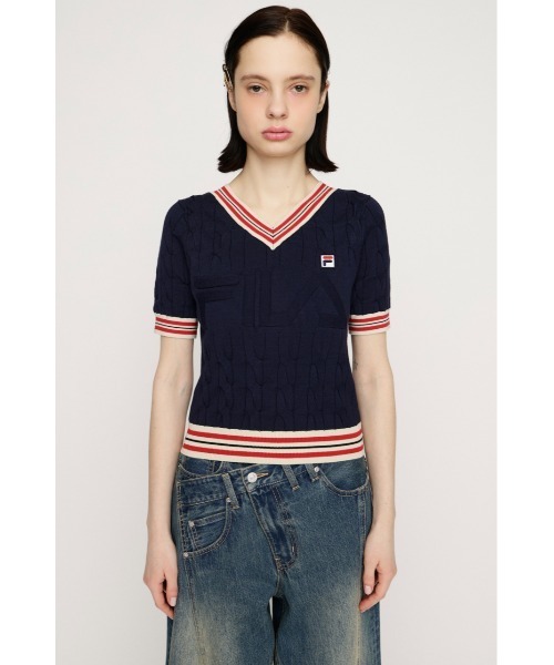 SLY(スライ)の「FILA x SLY CABLE KNIT TOPS フィラスライケーブルニットトップス 春服 夏服(ニット/セーター・レディース・ブラック/ネイビー/アイボリー・FREE)」の16枚目の写真