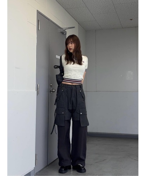 SLY(スライ)の「FILA x SLY CABLE KNIT TOPS フィラスライケーブルニットトップス 春服 夏服(ニット/セーター・レディース・ブラック/ネイビー/アイボリー・FREE)」の17枚目の写真