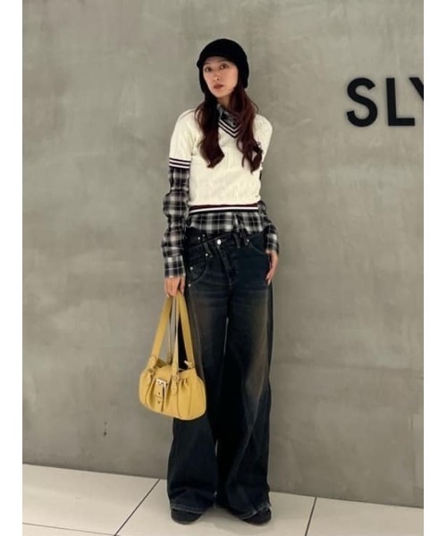 SLY(スライ)の「FILA x SLY CABLE KNIT TOPS フィラスライケーブルニットトップス 春服 夏服(ニット/セーター・レディース・ブラック/ネイビー/アイボリー・FREE)」の18枚目の写真