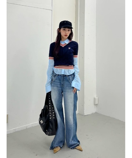 SLY(スライ)の「FILA x SLY CABLE KNIT TOPS フィラスライケーブルニットトップス 春服 夏服(ニット/セーター・レディース・ブラック/ネイビー/アイボリー・FREE)」の21枚目の写真