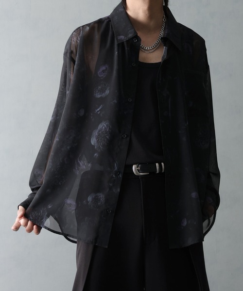 welise(ウェライズ)の「【welise/ウェライズ】シフォンシアー モードアーティスティック総柄 長袖シャツ(シャツ/ブラウス・メンズ・ブラック系その他2/ブラック系その他/ホワイト系その他・L/M/S)」の8枚目の写真