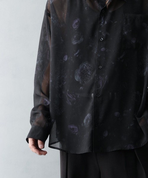 welise(ウェライズ)の「【welise/ウェライズ】シフォンシアー モードアーティスティック総柄 長袖シャツ(シャツ/ブラウス・メンズ・ブラック系その他2/ブラック系その他/ホワイト系その他・L/M/S)」の9枚目の写真