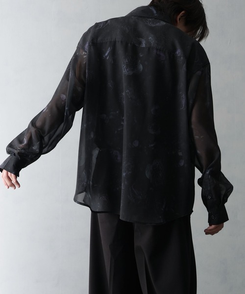 welise(ウェライズ)の「【welise/ウェライズ】シフォンシアー モードアーティスティック総柄 長袖シャツ(シャツ/ブラウス・メンズ・ブラック系その他2/ブラック系その他/ホワイト系その他・L/M/S)」の12枚目の写真