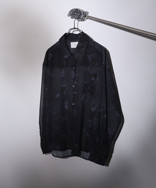 welise(ウェライズ)の「【welise/ウェライズ】シフォンシアー モードアーティスティック総柄 長袖シャツ(シャツ/ブラウス・メンズ・ブラック系その他2/ブラック系その他/ホワイト系その他・L/M/S)」の4枚目の写真
