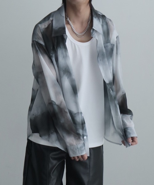 welise(ウェライズ)の「【welise/ウェライズ】シフォンシアー モードアーティスティック総柄 長袖シャツ(シャツ/ブラウス・メンズ・ブラック系その他2/ブラック系その他/ホワイト系その他・L/M/S)」の17枚目の写真