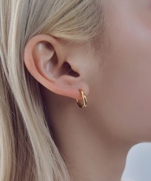 【金属アレルギー軽減】ミニ ウェービー ライン フープ ワンタッチ ステンレス ピアス