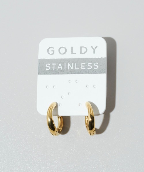 GOLDY(ゴールディ)の「【金属アレルギー軽減】ミニ ウェービー ライン フープ ワンタッチ ステンレス ピアス(ピアス(両耳用)・レディース・シルバー/ゴールド・FREE)」の11枚目の写真