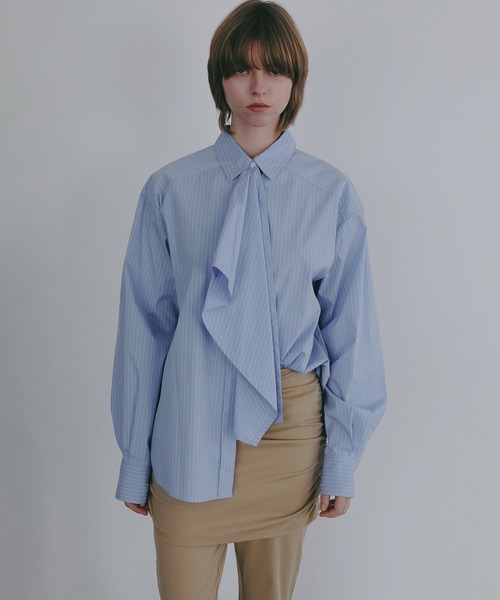 MANOF(マノフ)の「TIE OVER SHIRT(シャツ/ブラウス・レディース・ホワイト/ブラック/ブルー・M/S)」の11枚目の写真