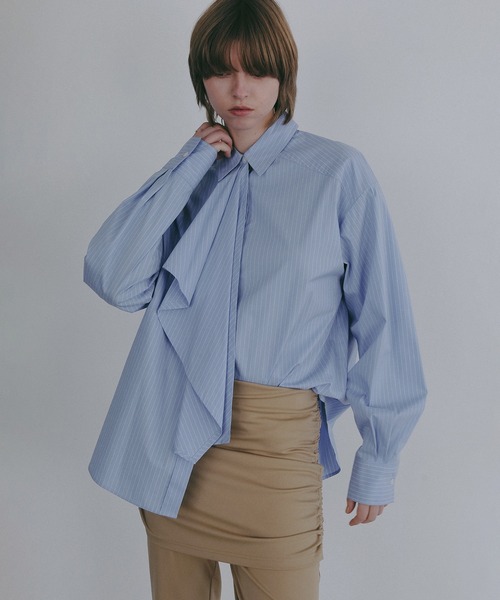MANOF(マノフ)の「TIE OVER SHIRT(シャツ/ブラウス・レディース・ホワイト/ブラック/ブルー・M/S)」の12枚目の写真