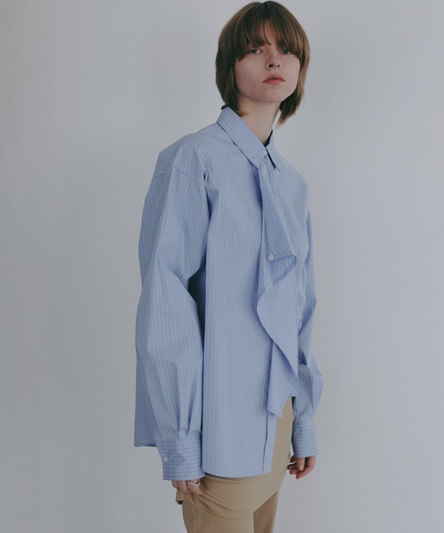 MANOF(マノフ)の「TIE OVER SHIRT(シャツ/ブラウス・レディース・ホワイト/ブラック/ブルー・M/S)」の14枚目の写真