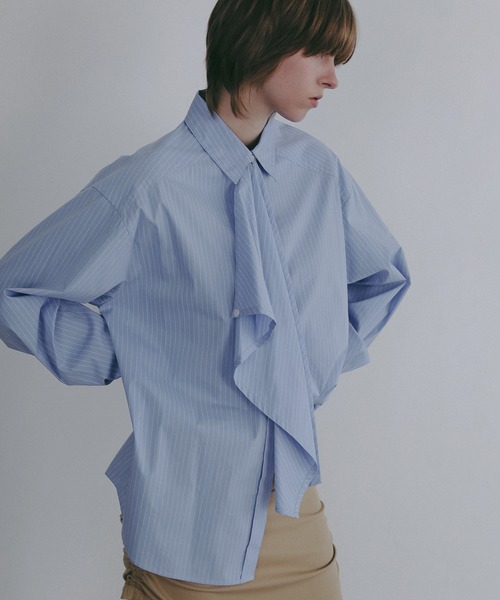 MANOF(マノフ)の「TIE OVER SHIRT(シャツ/ブラウス・レディース・ホワイト/ブラック/ブルー・M/S)」の15枚目の写真