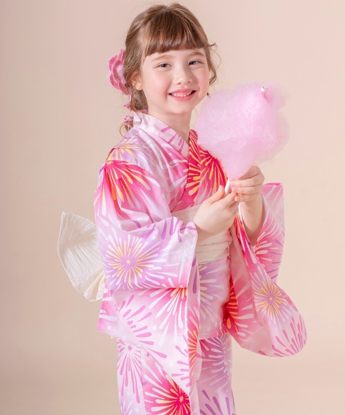 Catherine Cottage(キャサリンコテージ)の「2WAYセパレート浴衣セット【ZOZO限定先行予約受付中】(浴衣・キッズ・ピンク系5/ブラック系3/サックスブルー系/ブルーパープル/ネイビー系1/ベージュ系9/ダークネイビー/ブルー系5/グリーン×ピンク/オレンジ系6/ピンク系6/ネイビー系2/ライラック系9/レッド系9/モーブ系6/ブラック系/ミント/ピンク系2/ピンク系1/ブラック系9/ブルー系6/ネイビー系5/ライラック系1/ホワイト×ブルー/ブラック/ライトブルー・M/S/XS/L)」の1枚目の写真