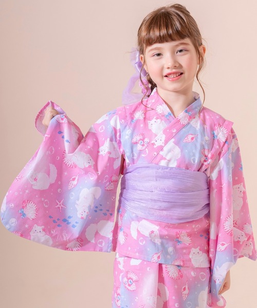 Catherine Cottage(キャサリンコテージ)の「2WAYセパレート浴衣セット【ZOZO限定先行予約受付中】(浴衣・キッズ・ピンク系5/ブラック系3/サックスブルー系/ブルーパープル/ネイビー系1/ベージュ系9/ダークネイビー/ブルー系5/グリーン×ピンク/オレンジ系6/ピンク系6/ネイビー系2/ライラック系9/レッド系9/モーブ系6/ブラック系/ミント/ピンク系2/ピンク系1/ブラック系9/ブルー系6/ネイビー系5/ライラック系1/ホワイト×ブルー/ブラック/ライトブルー・M/S/XS/L)」の22枚目の写真