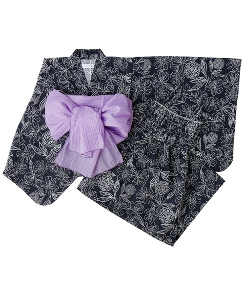 Catherine Cottage(キャサリンコテージ)の「2WAYセパレート浴衣セット【ZOZO限定先行予約受付中】(浴衣・キッズ・ピンク系5/ブラック系3/サックスブルー系/ブルーパープル/ネイビー系1/ベージュ系9/ダークネイビー/ブルー系5/グリーン×ピンク/オレンジ系6/ピンク系6/ネイビー系2/ライラック系9/レッド系9/モーブ系6/ブラック系/ミント/ピンク系2/ピンク系1/ブラック系9/ブルー系6/ネイビー系5/ライラック系1/ホワイト×ブルー/ブラック/ライトブルー・M/S/XS/L)」の11枚目の写真