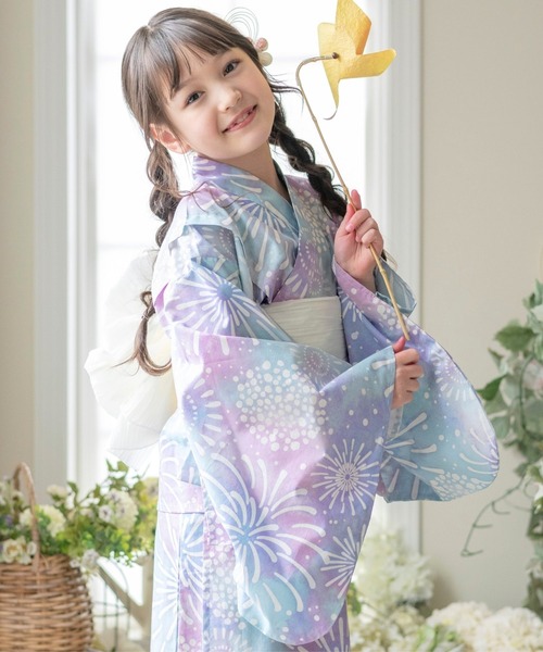 Catherine Cottage(キャサリンコテージ)の「2WAYセパレート浴衣セット【ZOZO限定先行予約受付中】(浴衣・キッズ・ピンク系5/ブラック系3/サックスブルー系/ブルーパープル/ネイビー系1/ベージュ系9/ダークネイビー/ブルー系5/グリーン×ピンク/オレンジ系6/ピンク系6/ネイビー系2/ライラック系9/レッド系9/モーブ系6/ブラック系/ミント/ピンク系2/ピンク系1/ブラック系9/ブルー系6/ネイビー系5/ライラック系1/ホワイト×ブルー/ブラック/ライトブルー・M/S/XS/L)」の8枚目の写真