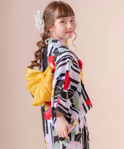 Catherine Cottage(キャサリンコテージ)の「2WAYセパレート浴衣セット【ZOZO限定先行予約受付中】(浴衣・キッズ・ピンク系5/ブラック系3/サックスブルー系/ブルーパープル/ネイビー系1/ベージュ系9/ダークネイビー/ブルー系5/グリーン×ピンク/オレンジ系6/ピンク系6/ネイビー系2/ライラック系9/レッド系9/モーブ系6/ブラック系/ミント/ピンク系2/ピンク系1/ブラック系9/ブルー系6/ネイビー系5/ライラック系1/ホワイト×ブルー/ブラック/ライトブルー・M/S/XS/L)」の3枚目の写真