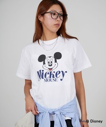 GOOD ROCK SPEED | GOOD ROCK SPEED/グッドロックスピード / Disney / MickeyMouse / ピグメント加工プリントデザイン クルーネックTシャツ2026年春夏(Tシャツ/カットソー)