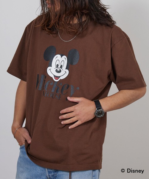 GOOD ROCK SPEED（グッドロックスピード）の「GOOD ROCK SPEED/グッドロックスピード / Disney / MickeyMouse / ピグメント加工プリントデザイン クルーネックTシャツ2026年春夏（Tシャツ/カットソー・メンズ・ホワイト/ブラウン・S/M/L）」の12枚目の写真