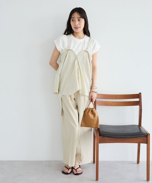 CRAFT STANDARD BOUTIQUE（クラフトスタンダードブティック）の「タックイージーワイドパンツ（その他パンツ・レディース・ブラウン/杢グレー/ライトベージュ・M/L）」の4枚目の写真