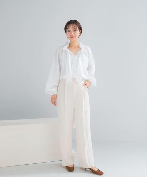 URBAN RESEARCH ROSSO WOMEN（アーバンリサーチ　ロッソ）の「DONEEYU　ダブルクロスワイドパンツ（その他パンツ・レディース・オフホワイト/ブラック・36/38）」の10枚目の写真