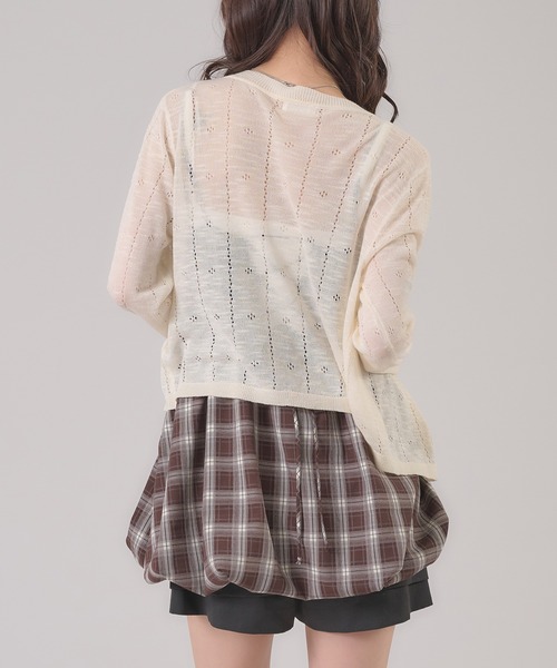 apres jour mignon(アプレジュールミニョン)の「アイレットシアーカーディガン(カーディガン/ボレロ・レディース・アイボリー/ピンク/ネイビー・フリー/LARGE)」の4枚目の写真