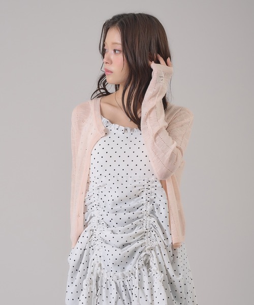 apres jour mignon(アプレジュールミニョン)の「アイレットシアーカーディガン(カーディガン/ボレロ・レディース・アイボリー/ピンク/ネイビー・フリー/LARGE)」の18枚目の写真