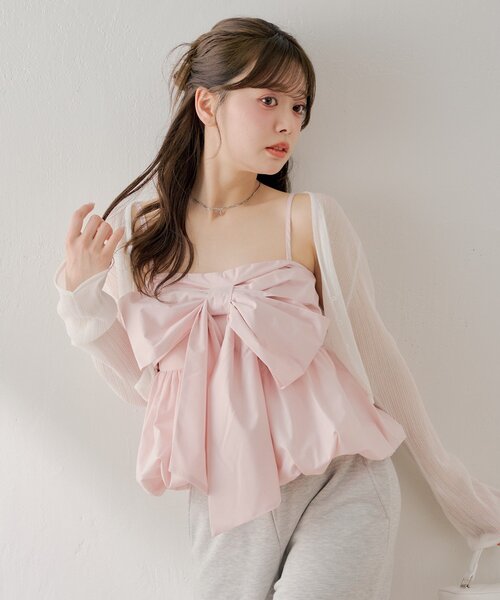 Chico(チコ)の「バルーンペプラムリボンブラウス(シャツ/ブラウス・レディース・ピンク/ホワイト/ブラック/ホワイト系その他2・FREE)」の22枚目の写真