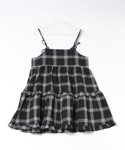 P.V.T(ピーブイティー)の「リボン付きチェックキャミティアードチュニック(ワンピース・レディース・Black/モカ・M)」の12枚目の写真