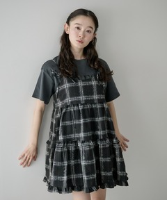 チェックストライプバルーンミニワンピース（ワンピース）｜Darich