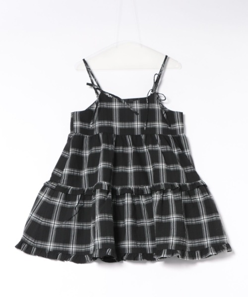 P.V.T(ピーブイティー)の「リボン付きチェックキャミティアードチュニック(ワンピース・レディース・Black/モカ・M)」の11枚目の写真