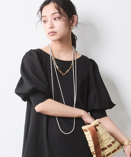 CHIC STYLE(シックスタイル)の「レーヨン麻パフスリーブロングワンピース<大きいサイズ有>シックスタイル(ワンピース・レディース・ブラック/レッド・3L/LL/L/M/5L/4L)」の10枚目の写真