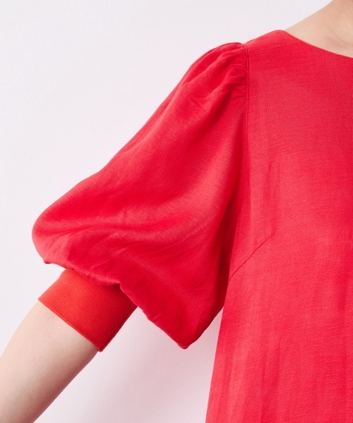 CHIC STYLE(シックスタイル)の「レーヨン麻パフスリーブロングワンピース<大きいサイズ有>シックスタイル(ワンピース・レディース・ブラック/レッド・3L/LL/L/M/5L/4L)」の16枚目の写真