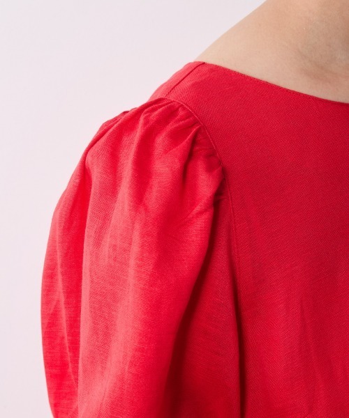 CHIC STYLE(シックスタイル)の「レーヨン麻パフスリーブロングワンピース<大きいサイズ有>シックスタイル(ワンピース・レディース・ブラック/レッド・3L/LL/L/M/5L/4L)」の17枚目の写真