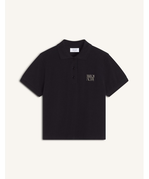 Maison Kitsune(メゾンキツネ)の「MAISON KITSUNE STAMP CROPPED POLO(ポロシャツ・レディース・ブラック・S/XS/L/M)」の1枚目の写真