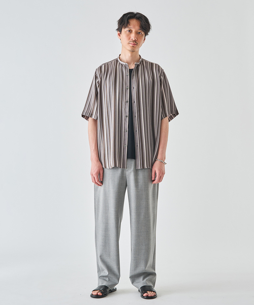 EDIFICE（エディフィス）の「パターンクリスプ ショートスリーブ バンドカラーシャツ（シャツ/ブラウス・メンズ・ベージュ/ブラック/グレー・SMALL/MEDIUM/LARGE）」の5枚目の写真