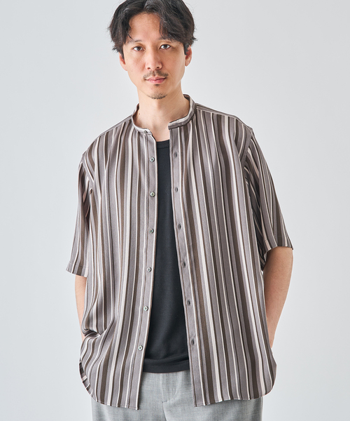 EDIFICE（エディフィス）の「パターンクリスプ ショートスリーブ バンドカラーシャツ（シャツ/ブラウス・メンズ・ベージュ/ブラック/グレー・SMALL/MEDIUM/LARGE）」の7枚目の写真