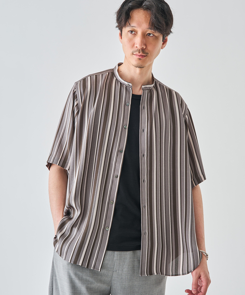 EDIFICE（エディフィス）の「パターンクリスプ ショートスリーブ バンドカラーシャツ（シャツ/ブラウス・メンズ・ベージュ/ブラック/グレー・SMALL/MEDIUM/LARGE）」の8枚目の写真