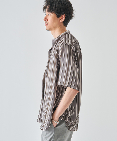 EDIFICE（エディフィス）の「パターンクリスプ ショートスリーブ バンドカラーシャツ（シャツ/ブラウス・メンズ・ベージュ/ブラック/グレー・SMALL/MEDIUM/LARGE）」の10枚目の写真