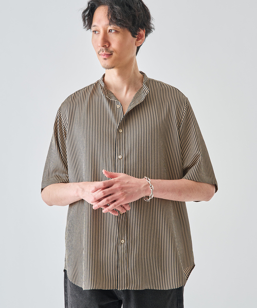 EDIFICE（エディフィス）の「パターンクリスプ ショートスリーブ バンドカラーシャツ（シャツ/ブラウス・メンズ・ベージュ/ブラック/グレー・SMALL/MEDIUM/LARGE）」の16枚目の写真