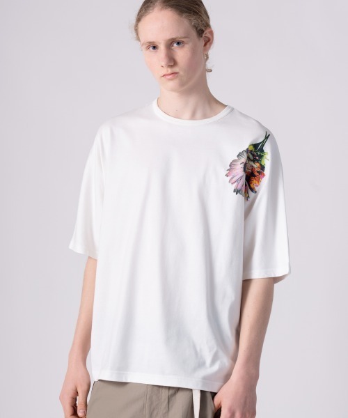 rehacer（レアセル）の「rehacer : × everglouu  Art Bloom Dolman CS/ アートブルーム ドルマン  カットソー（Tシャツ/カットソー・メンズ・ホワイト/ブラック・SMALL/X-LARGE/LARGE/MEDIUM）」の17枚目の写真