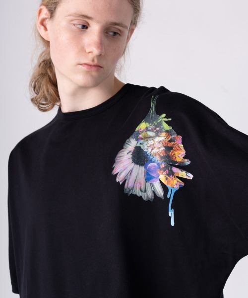 rehacer（レアセル）の「rehacer : × everglouu  Art Bloom Dolman CS/ アートブルーム ドルマン  カットソー（Tシャツ/カットソー・メンズ・ホワイト/ブラック・SMALL/X-LARGE/LARGE/MEDIUM）」の7枚目の写真