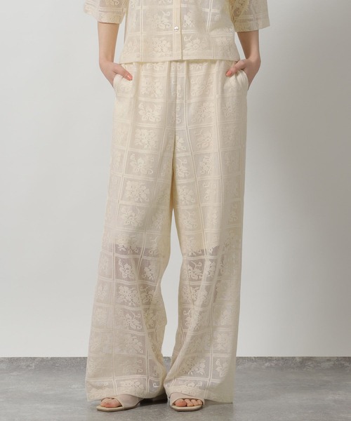 LAKOLE（ラコレ）の「ブロックレースワイドパンツ /663221（その他パンツ・レディース・アイボリー/ブラック/ラベンダー/ブラウン・FREE）」の4枚目の写真