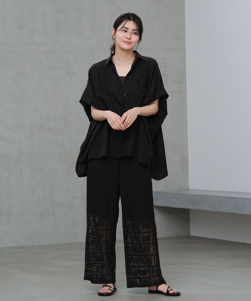 LAKOLE（ラコレ）の「ブロックレースワイドパンツ /663221（その他パンツ・レディース・アイボリー/ブラック/ラベンダー/ブラウン・FREE）」の5枚目の写真