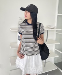 バイカラーボーダーTシャツカットソー