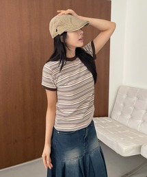 バイカラーボーダーTシャツカットソー