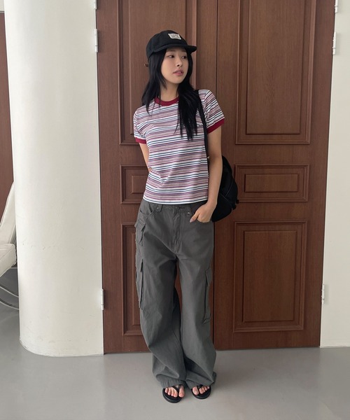 UNE MANSION(ユヌマンション)の「バイカラーボーダーTシャツカットソー(Tシャツ/カットソー・レディース・ワインレッド/ブラウン/ネイビー・FREE)」の11枚目の写真