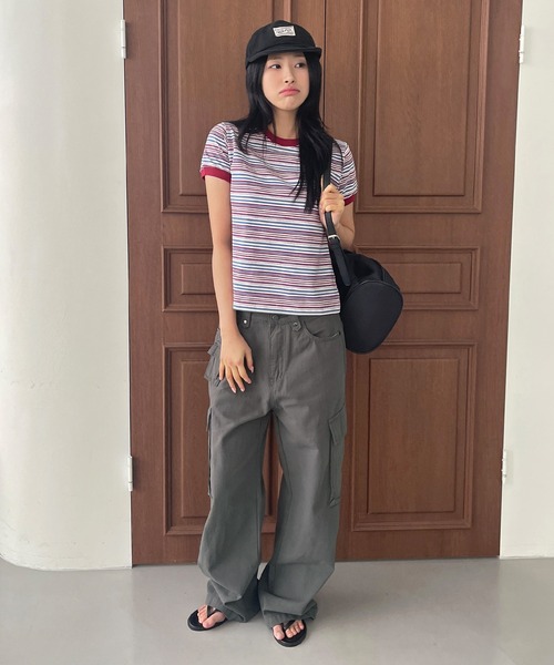 UNE MANSION(ユヌマンション)の「バイカラーボーダーTシャツカットソー(Tシャツ/カットソー・レディース・ワインレッド/ブラウン/ネイビー・FREE)」の10枚目の写真