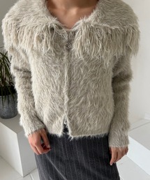 lanan select（ラナンセレクト）の「キラキラBIGカラーダブルジップニットトップス（ニット/セーター）」