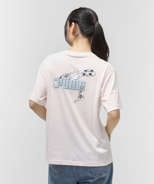 PUMA（プーマ）の「【別注】プーマ PUMA ANIMAL GRAPHIC TEE 限定コラボ（Tシャツ/カットソー・レディース・ピンク/ホワイト/グレー・S/M/L/XL）」の4枚目の写真